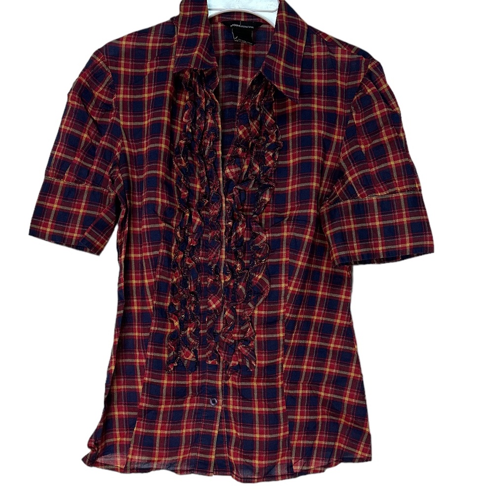 Moda International Ruffles Button Up - image 1
